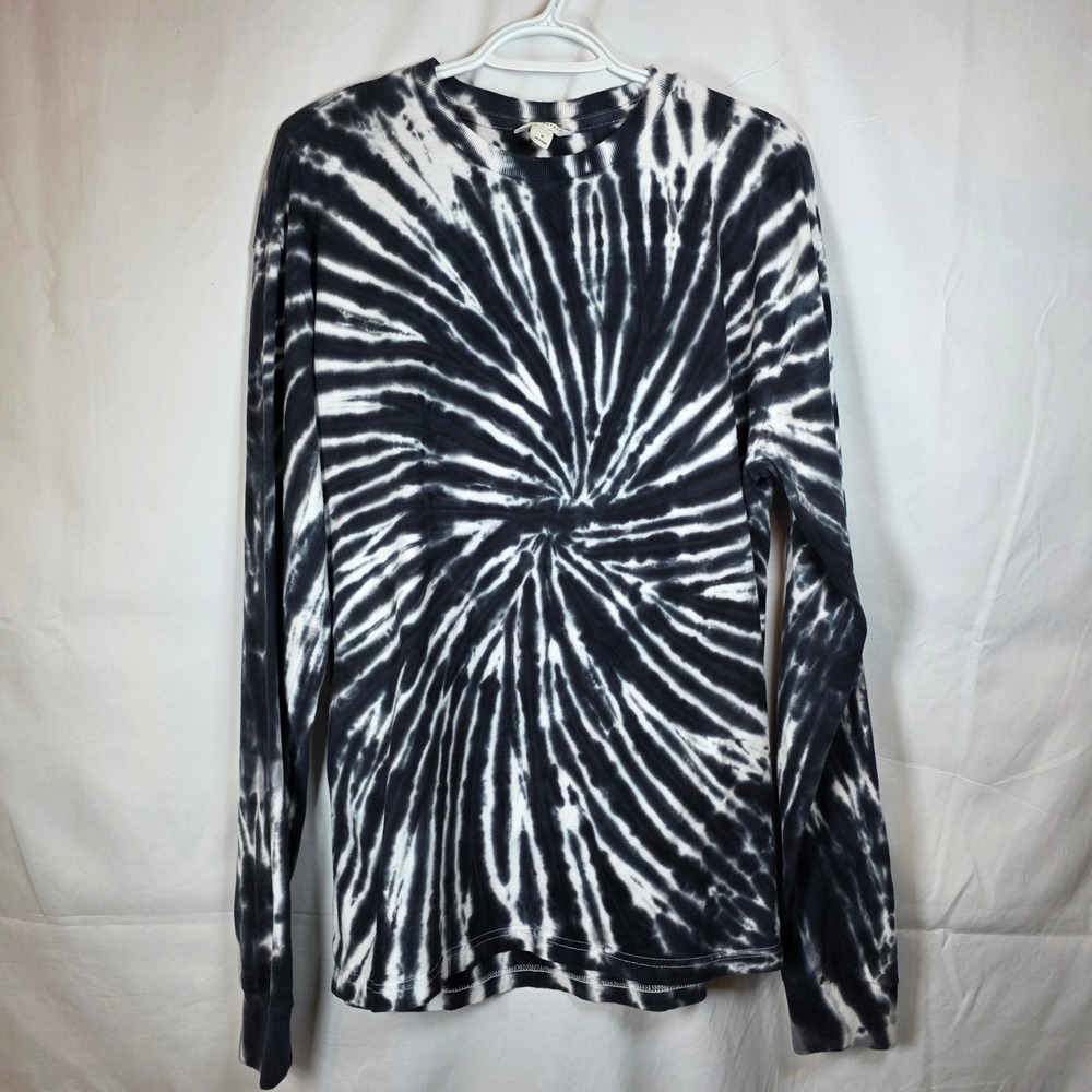 Aeropostale Tie Dye Long Sleeve T-Shirt Mens Medium Black White Spiral RN154379